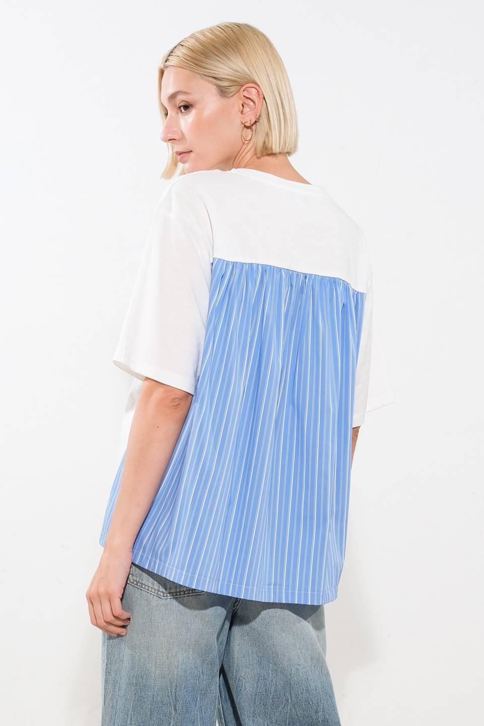 Going in Circles Combination Top in white, view 2 — Soul Flow Apparel