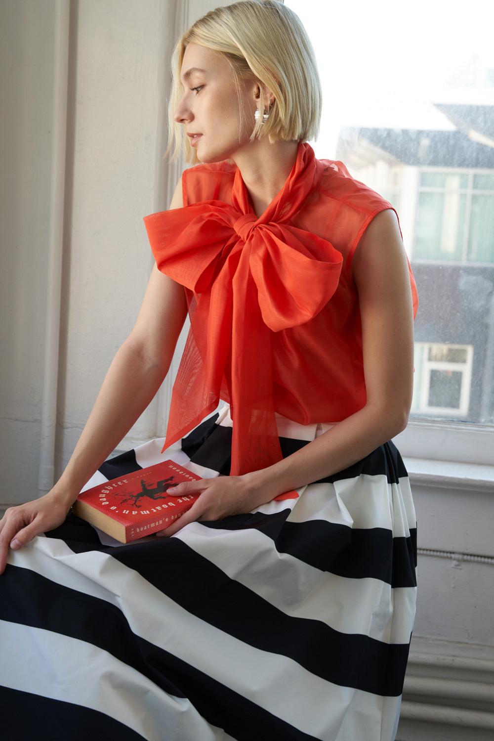 Shine for Us Organza Top in 20red, view 1 — Soul Flow Apparel