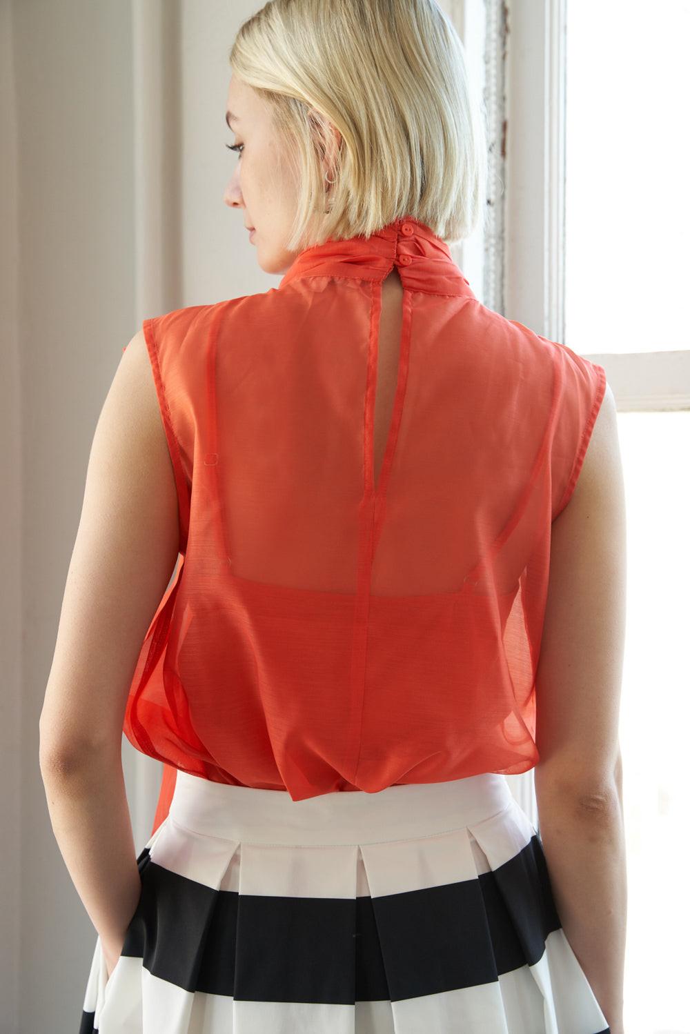 Shine for Us Organza Top in 20red, view 3 — Soul Flow Apparel