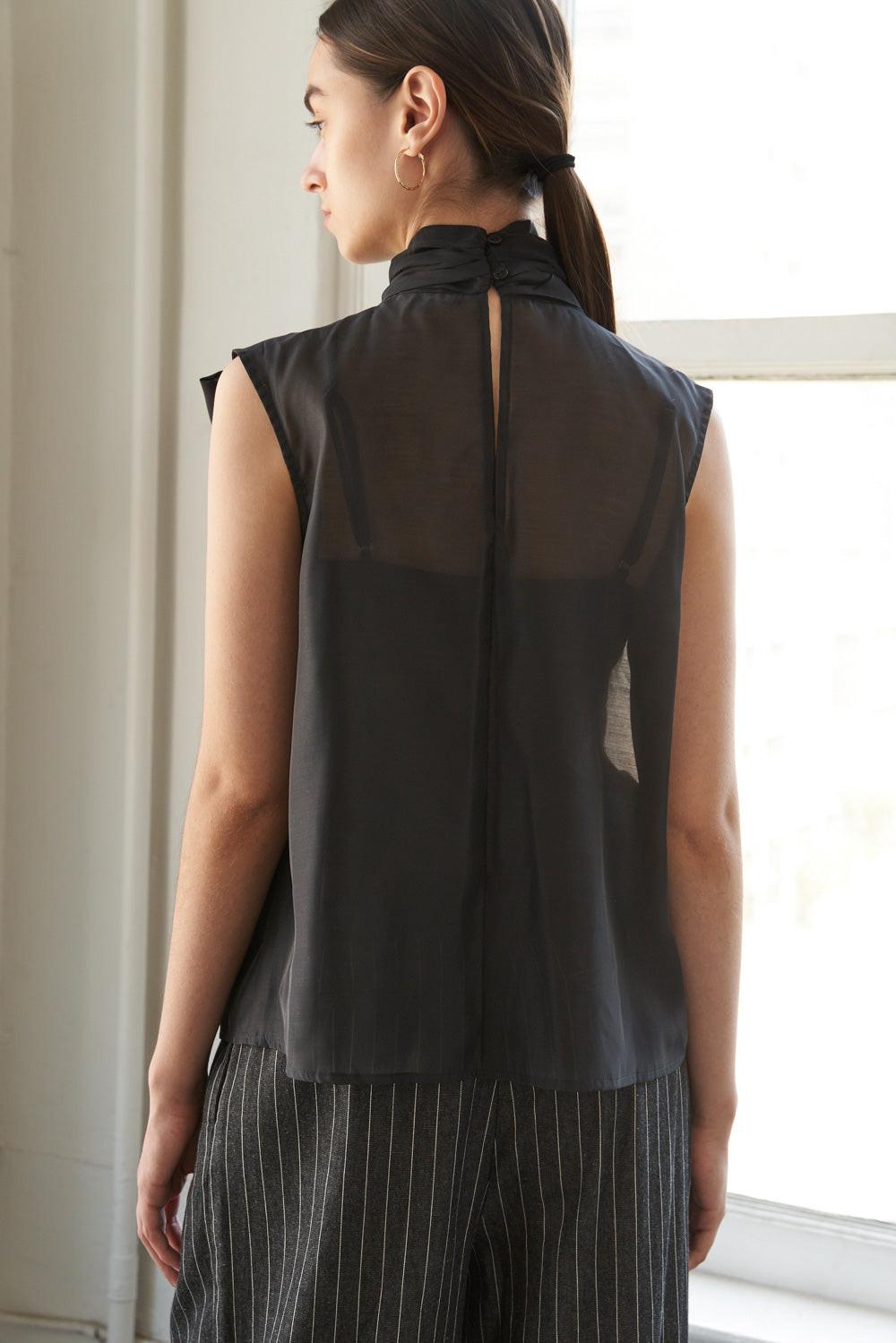 Shine for Us Organza Top in black, view 2 — Soul Flow Apparel