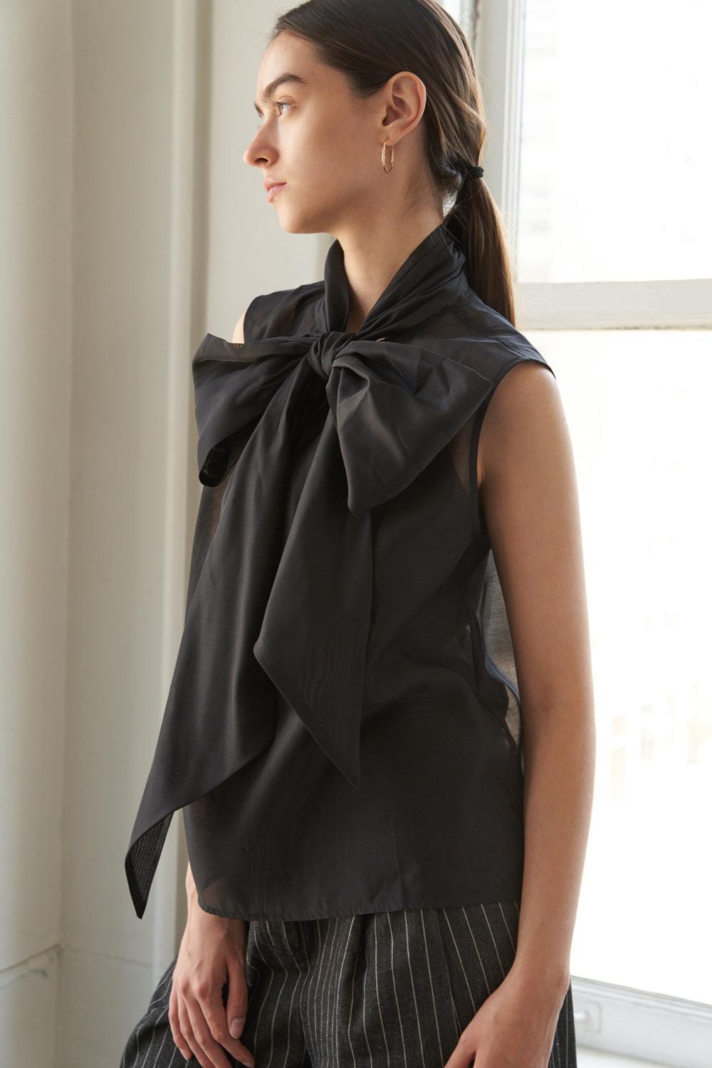 Shine for Us Organza Top in black, view 6 — Soul Flow Apparel