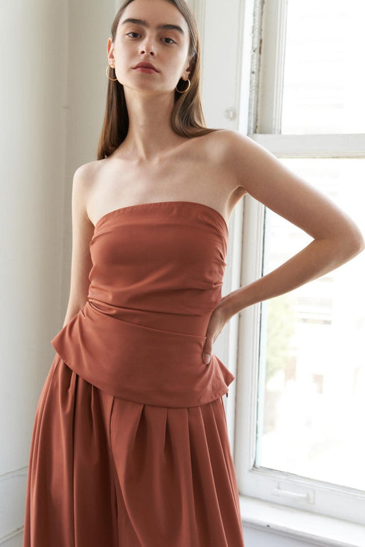 Birds Singing Woven Top in rust, view 1 — Soul Flow Apparel