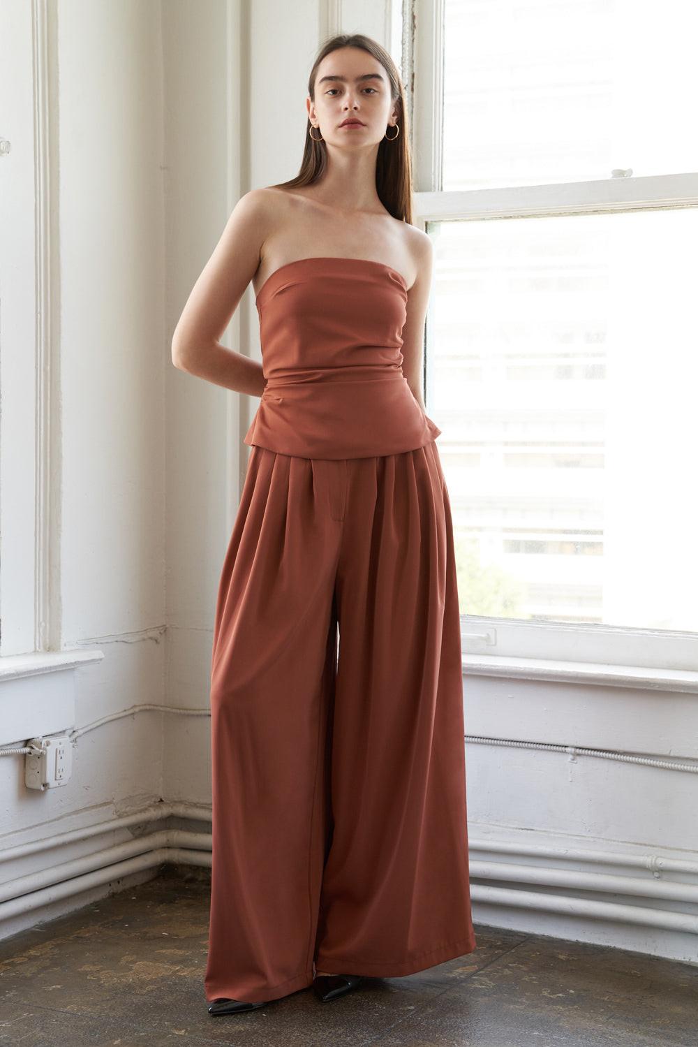 Birds Singing Woven Top in rust, view 3 — Soul Flow Apparel