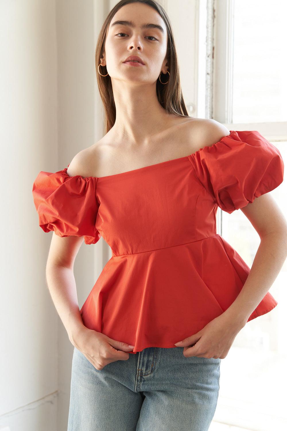 Stunning Glory Woven Top in orange, view 1 — Soul Flow Apparel