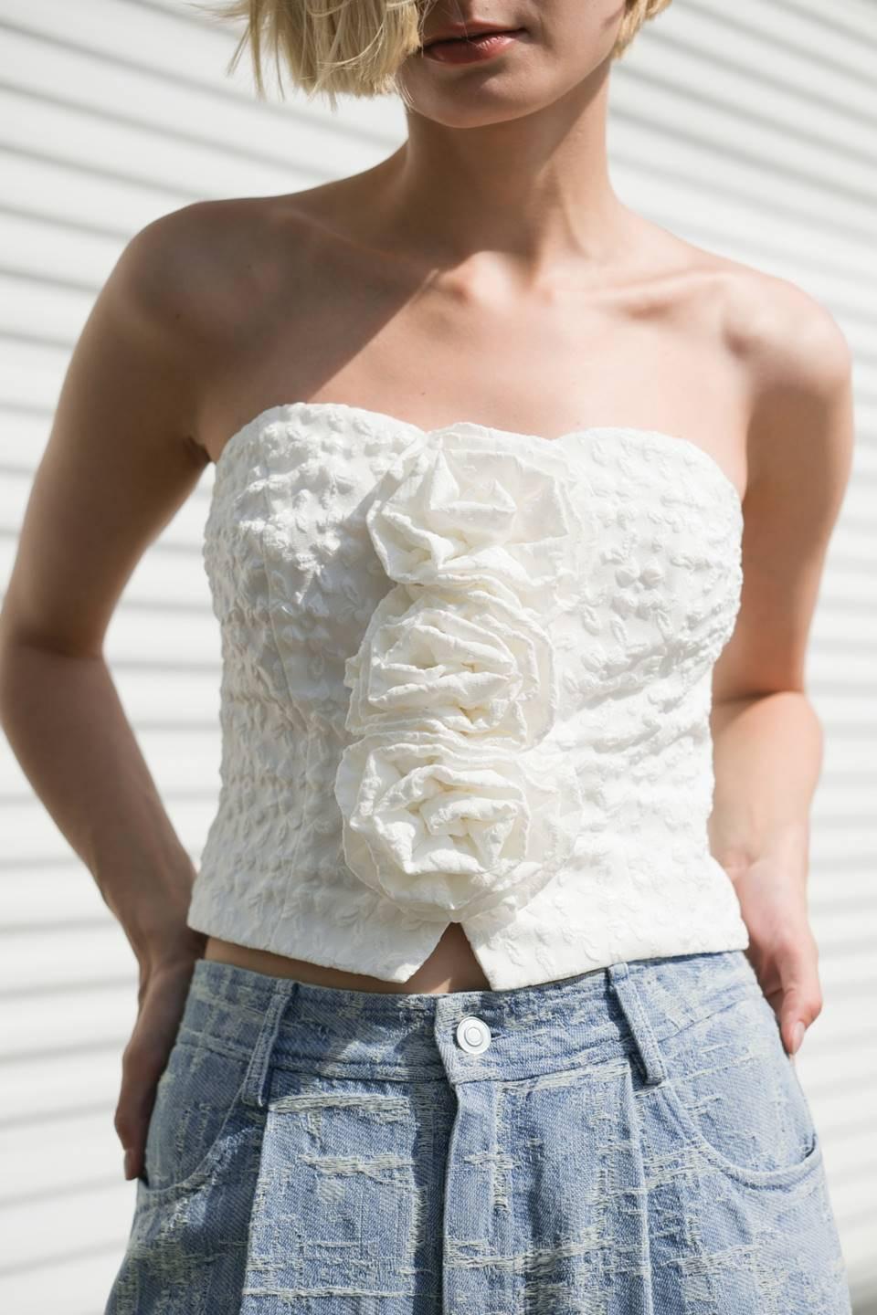 Summery Darling Woven Top in white, view 1 — Soul Flow Apparel