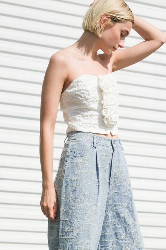 Summery Darling Woven Top in white, view 6 — Soul Flow Apparel