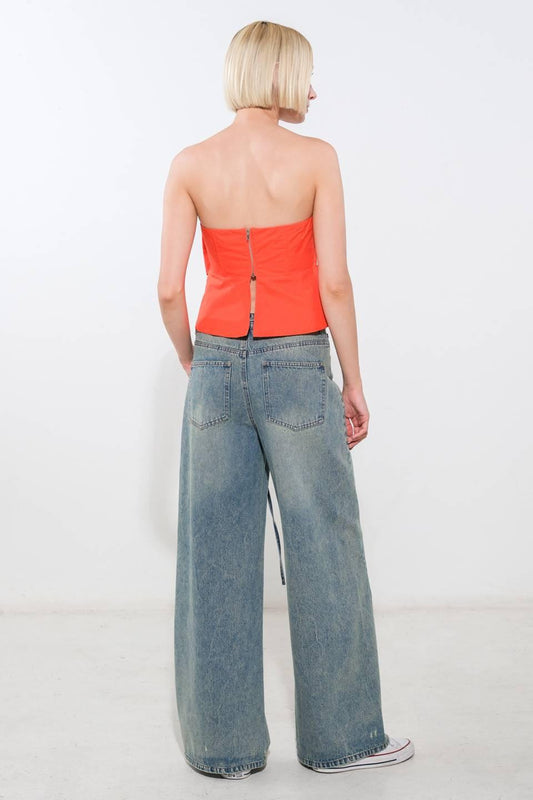 Sunshine Selection Woven Top in tomato, view 2 — Soul Flow Apparel