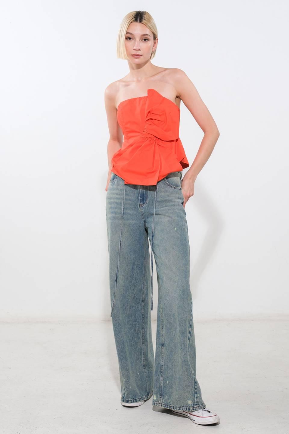 Sunshine Selection Woven Top in tomato, view 4 — Soul Flow Apparel