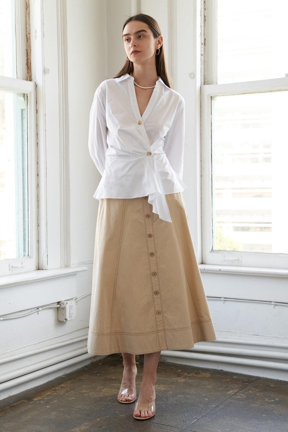 Wanderlust Ash Woven Top in white, view 1 — Soul Flow Apparel
