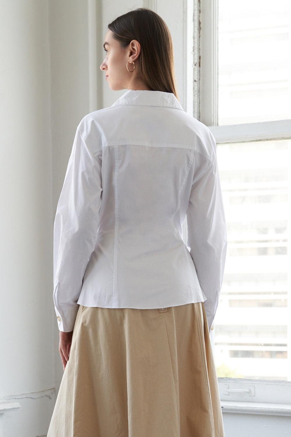 Wanderlust Ash Woven Top in white, view 2 — Soul Flow Apparel