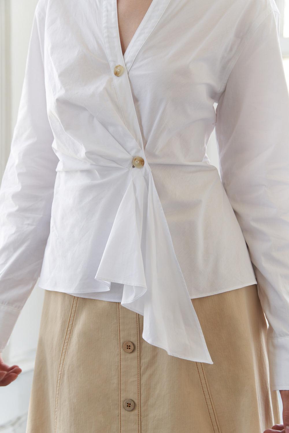 Wanderlust Ash Woven Top in white, view 4 — Soul Flow Apparel