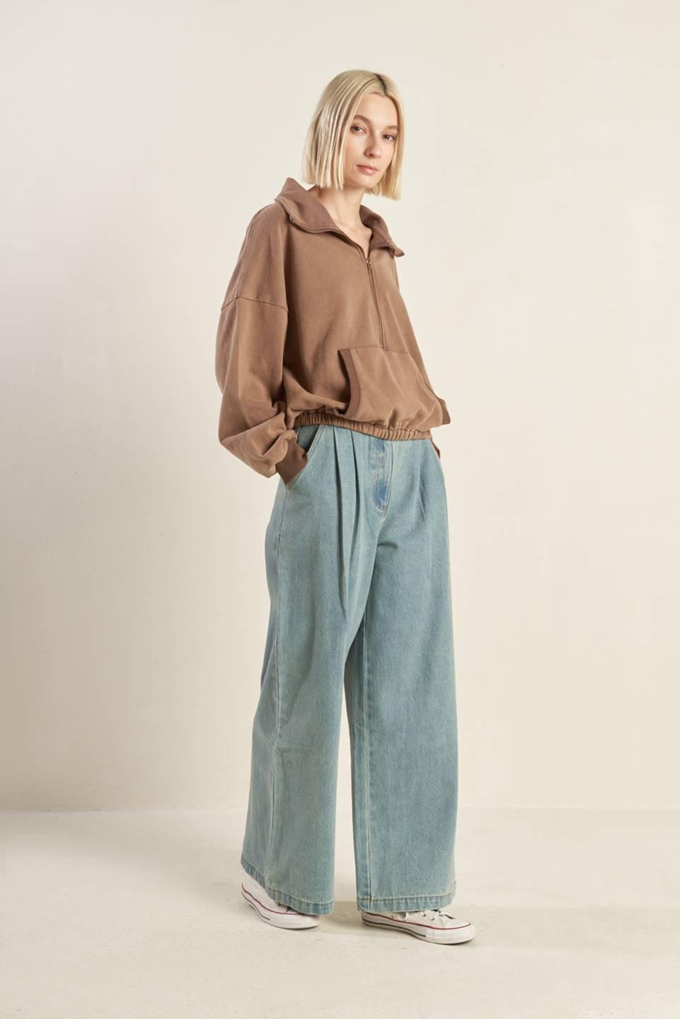 Delightful Drape French Terry Sweatshirt in washed brick, view 4 — Soul Flow Apparel