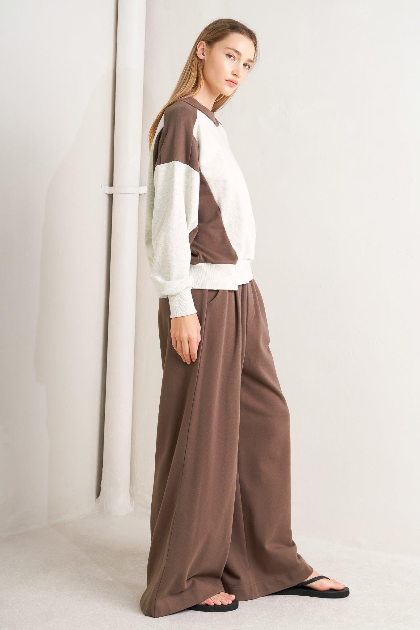 In Too Deep Pullover Knit Top in oatmealbrown, view 4 — Soul Flow Apparel