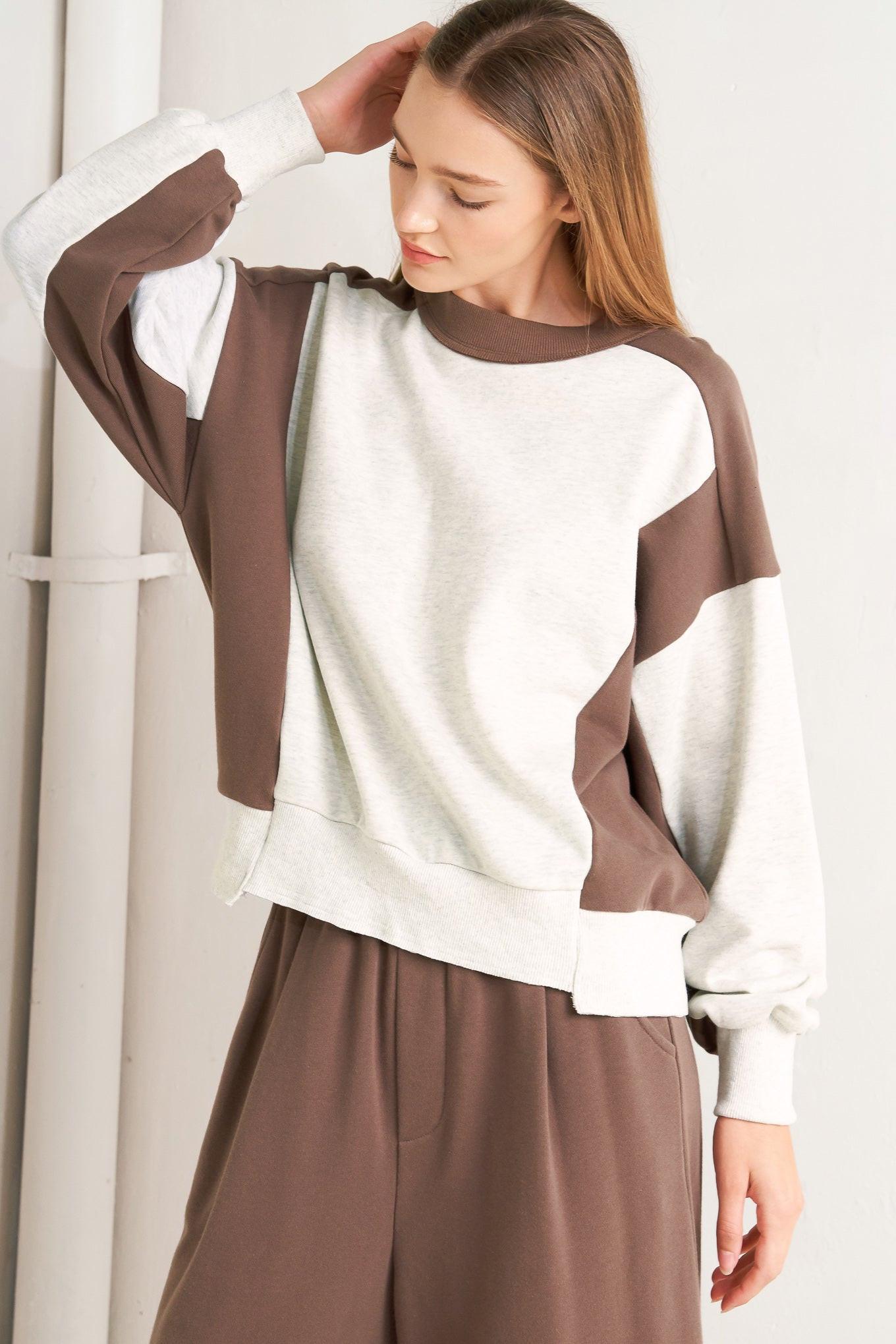 In Too Deep Pullover Knit Top in oatmealbrown, view 5 — Soul Flow Apparel
