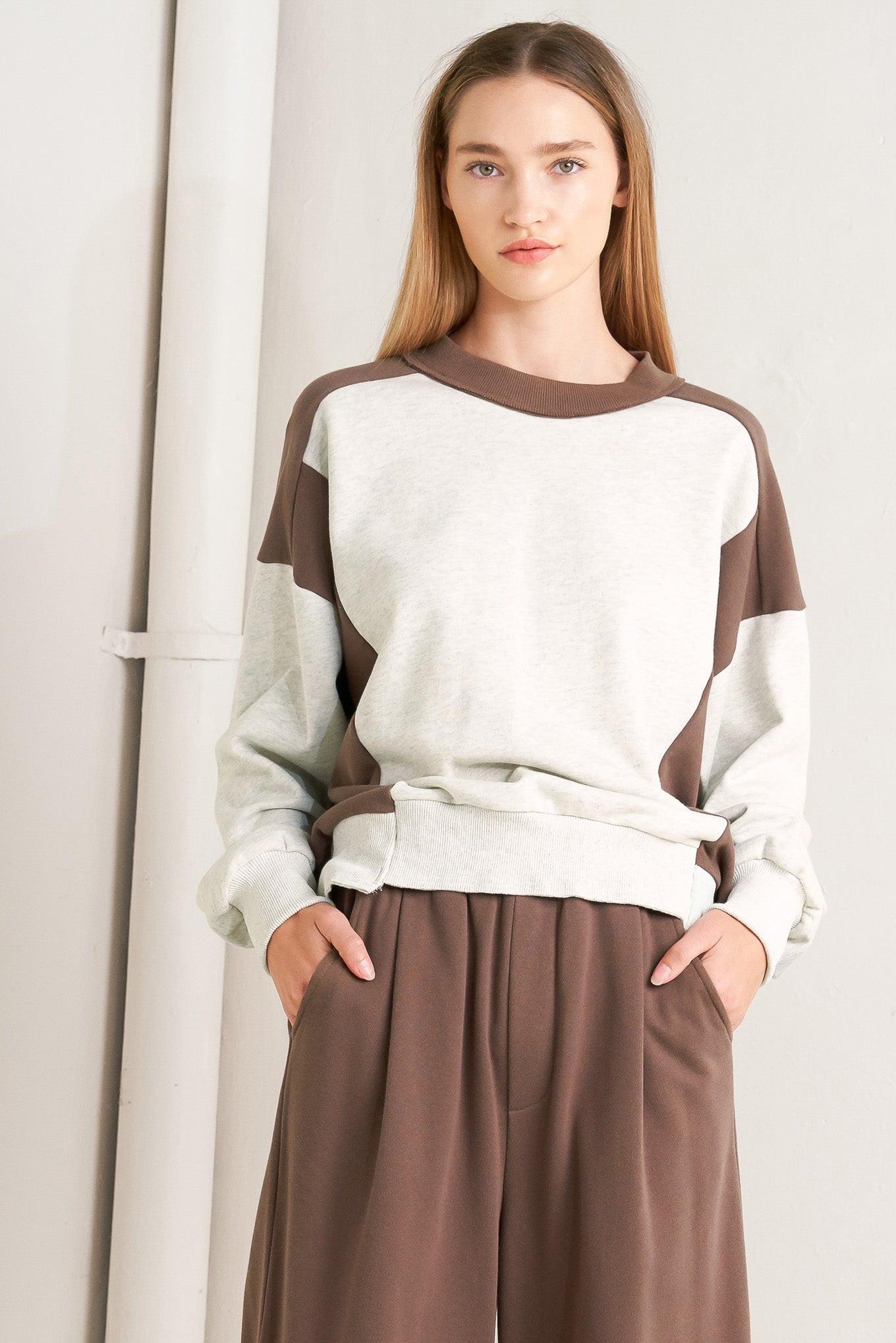 In Too Deep Pullover Knit Top in oatmealbrown, view 6 — Soul Flow Apparel
