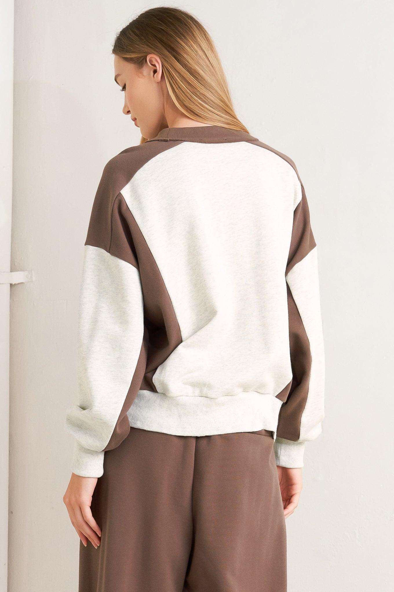 In Too Deep Pullover Knit Top in oatmealbrown, view 7 — Soul Flow Apparel