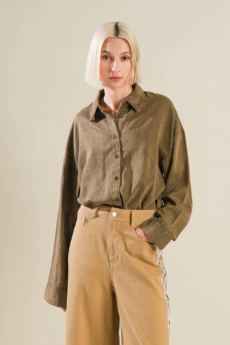 Park Avenue Woven Bodysuit in brown, view 1 — Soul Flow Apparel