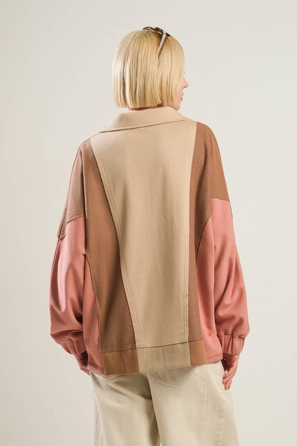 Time Spent Together Knit Top in taupe multi, view 2 — Soul Flow Apparel
