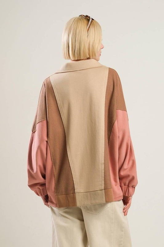 Time Spent Together Knit Top in taupe multi, view 2 — Soul Flow Apparel