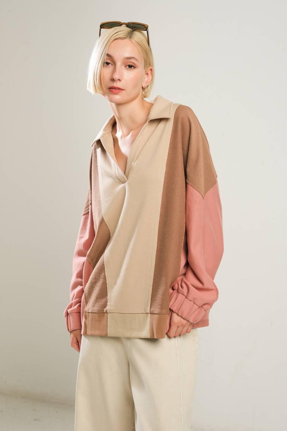 Time Spent Together Knit Top in taupe multi, view 3 — Soul Flow Apparel