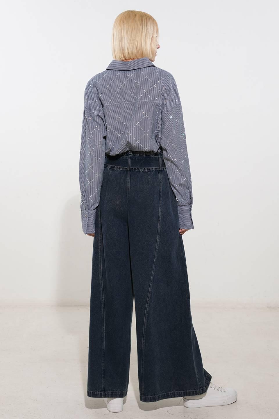 Graceful Appearance Woven Top in navy white, view 6 — Soul Flow Apparel