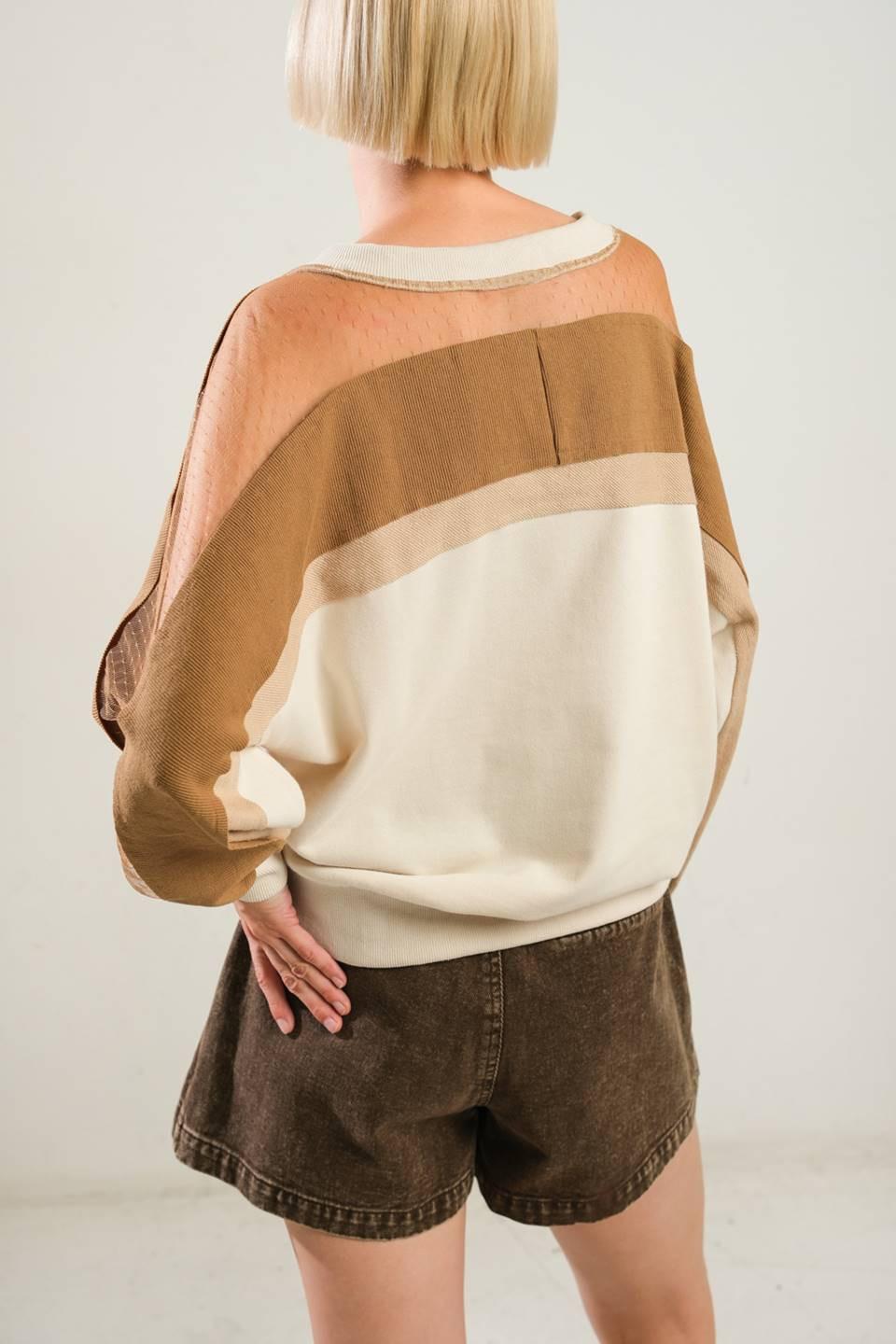 Last Fling Crea, Blocked Top in cream, view 7 — Soul Flow Apparel