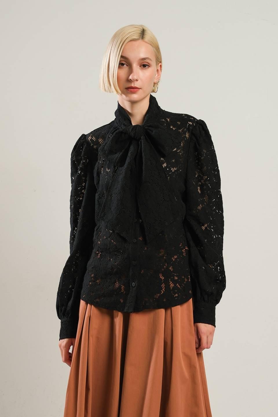 Patriotic Princess Woven Lace Top in black, view 1 — Soul Flow Apparel
