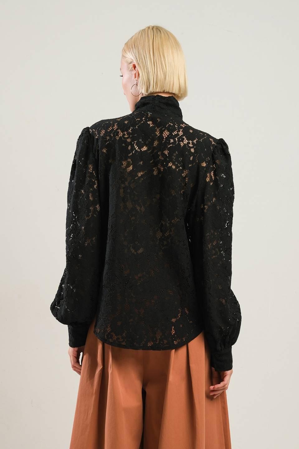 Patriotic Princess Woven Lace Top in black, view 2 — Soul Flow Apparel