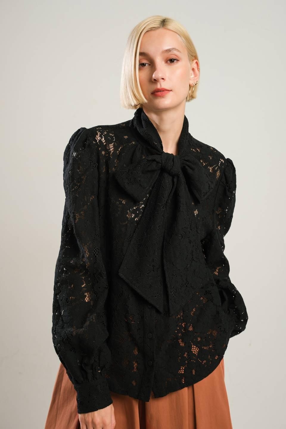 Patriotic Princess Woven Lace Top in black, view 4 — Soul Flow Apparel