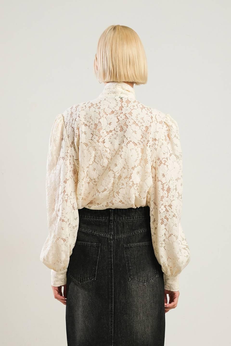 Patriotic Princess Woven Lace Top in cream, view 2 — Soul Flow Apparel
