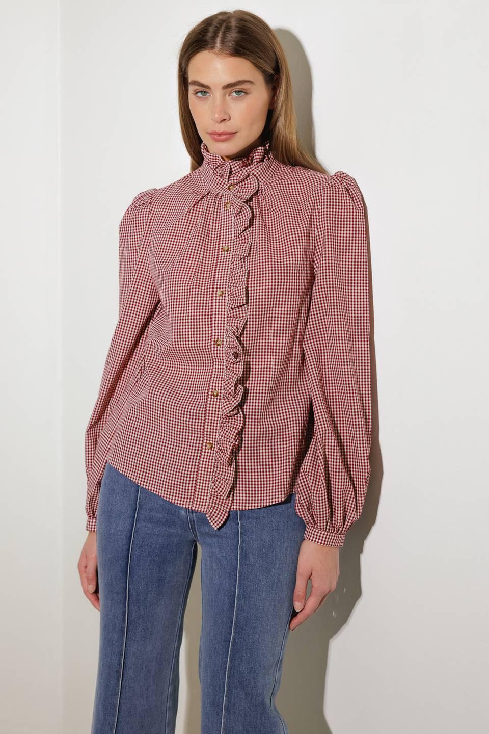 Have Some Grace Woven Top in burgundy, view 1 — Soul Flow Apparel