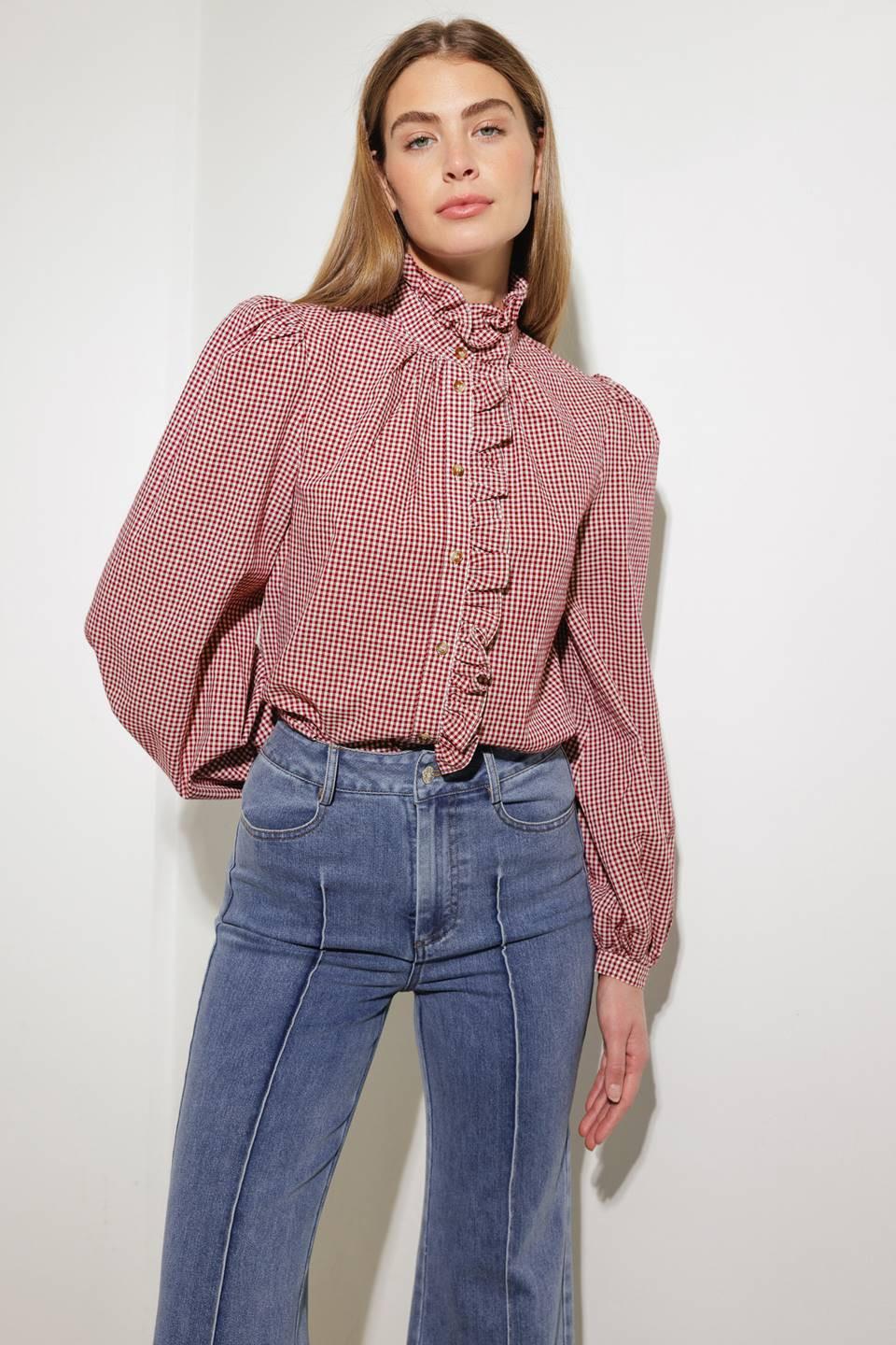 Have Some Grace Woven Top in burgundy, view 5 — Soul Flow Apparel