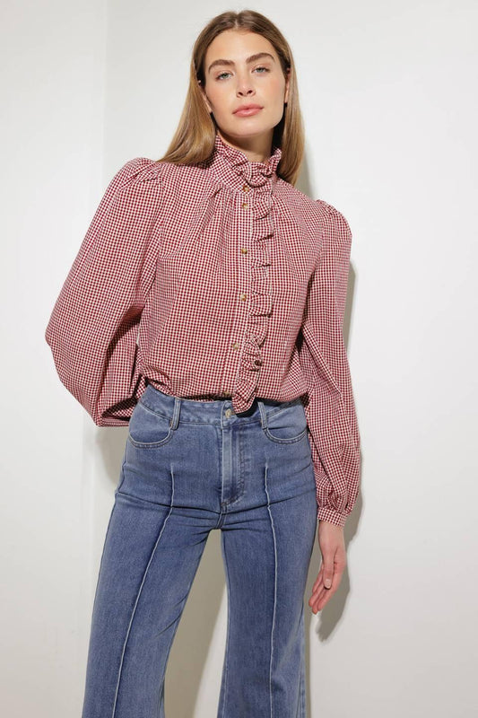 Have Some Grace Woven Top in burgundy, view 5 — Soul Flow Apparel