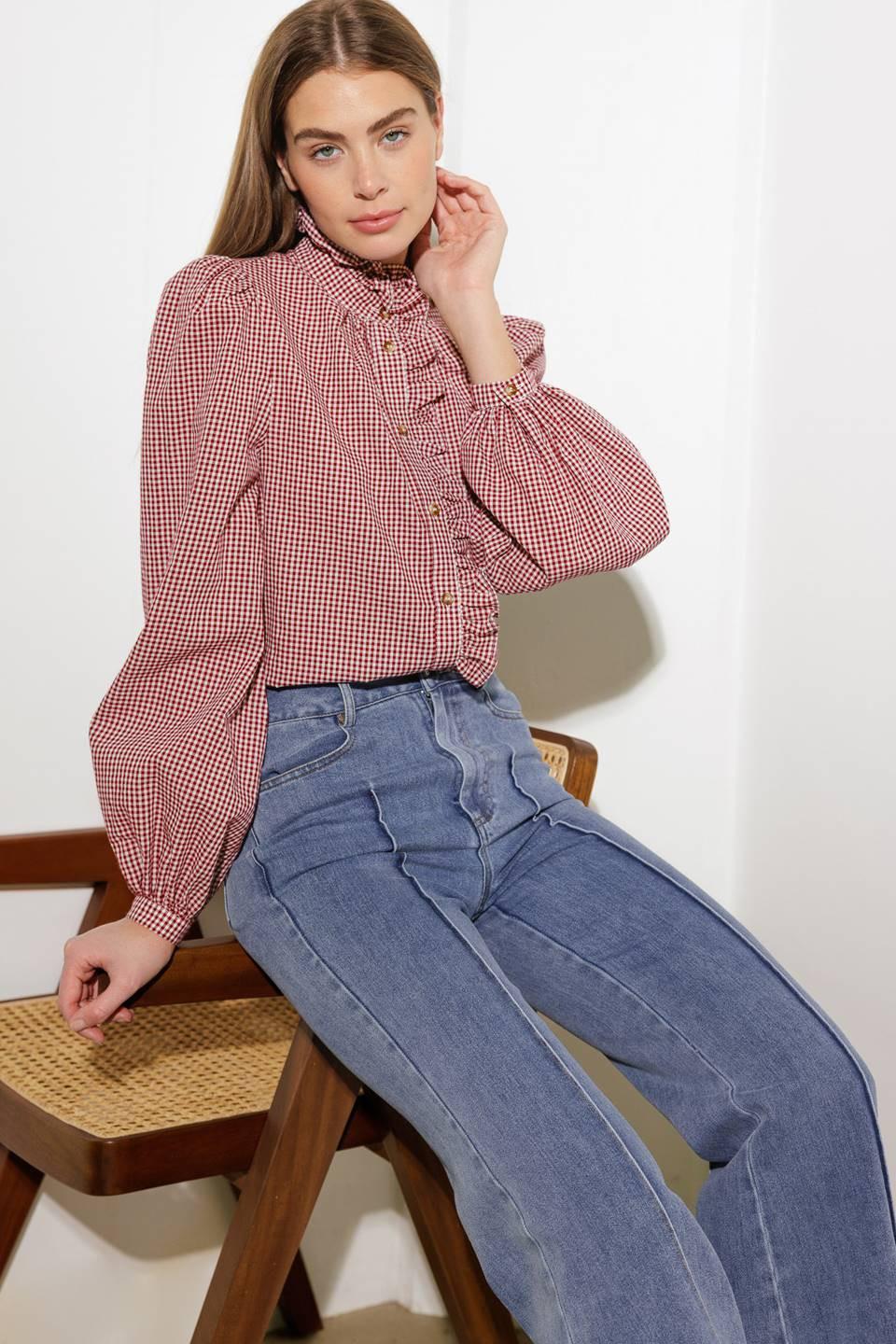 Have Some Grace Woven Top in burgundy, view 9 — Soul Flow Apparel