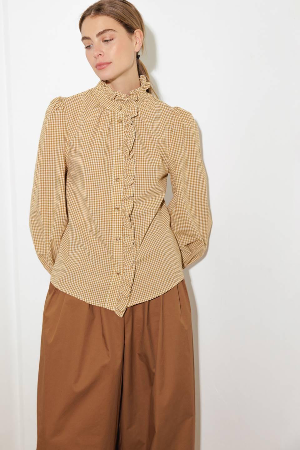 Have Some Grace Woven Top in mustard, view 1 — Soul Flow Apparel