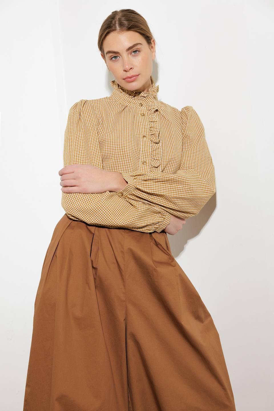 Have Some Grace Woven Top in mustard, view 7 — Soul Flow Apparel
