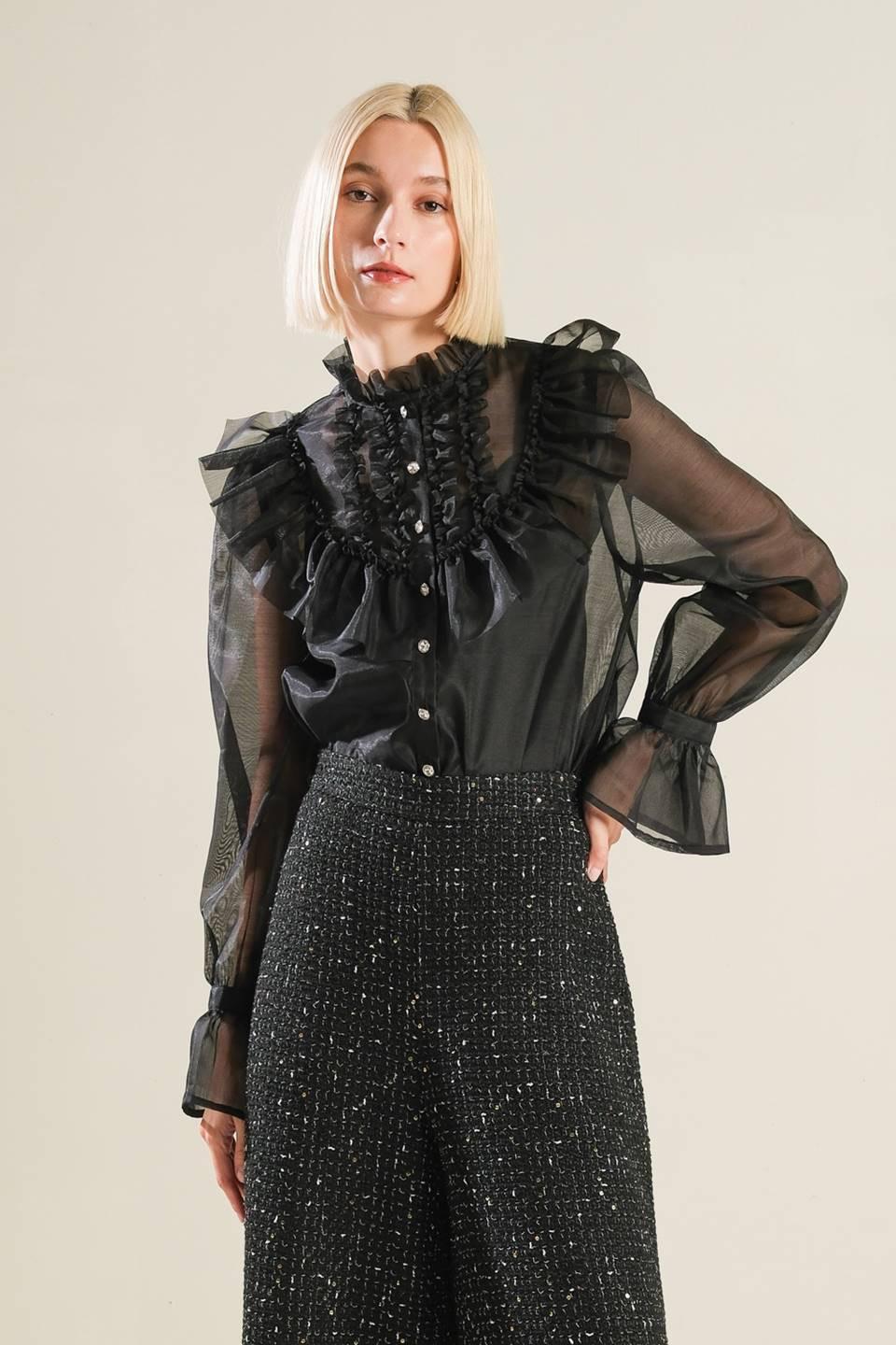 To My Love Woven Blouse in black, view 1 — Soul Flow Apparel