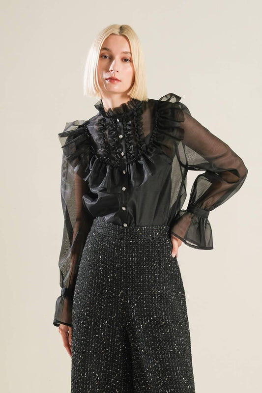 To My Love Woven Blouse in black, view 1 — Soul Flow Apparel
