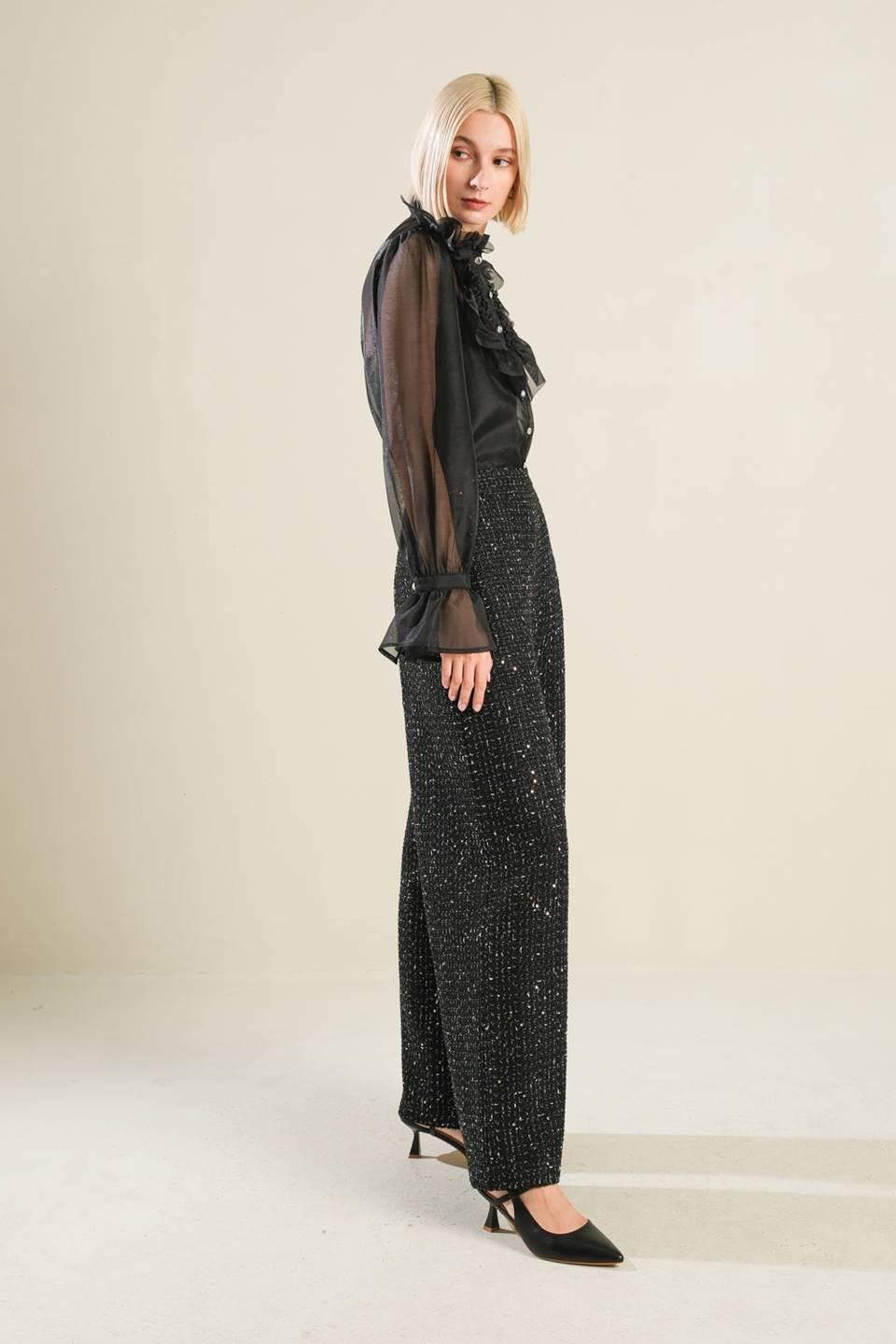 To My Love Woven Blouse in black, view 3 — Soul Flow Apparel