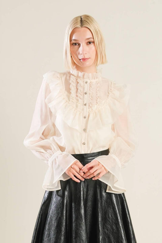 To My Love Woven Blouse in white, view 1 — Soul Flow Apparel