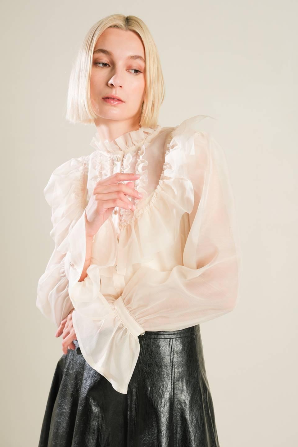 To My Love Woven Blouse in white, view 4 — Soul Flow Apparel