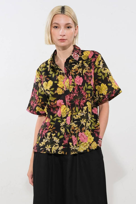 Love You More Woven Top in black, view 1 — Soul Flow Apparel