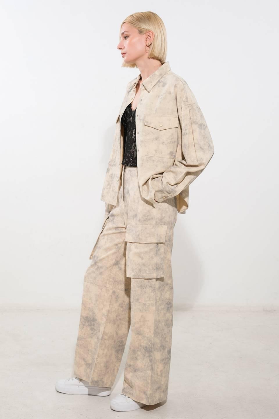 In the Spotlight Woven Top in taupe multi, view 3 — Soul Flow Apparel