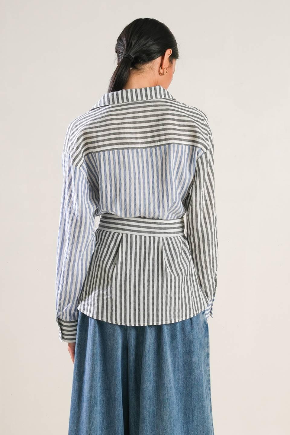 Rays of Hope Woven Top in navy black, view 2 — Soul Flow Apparel