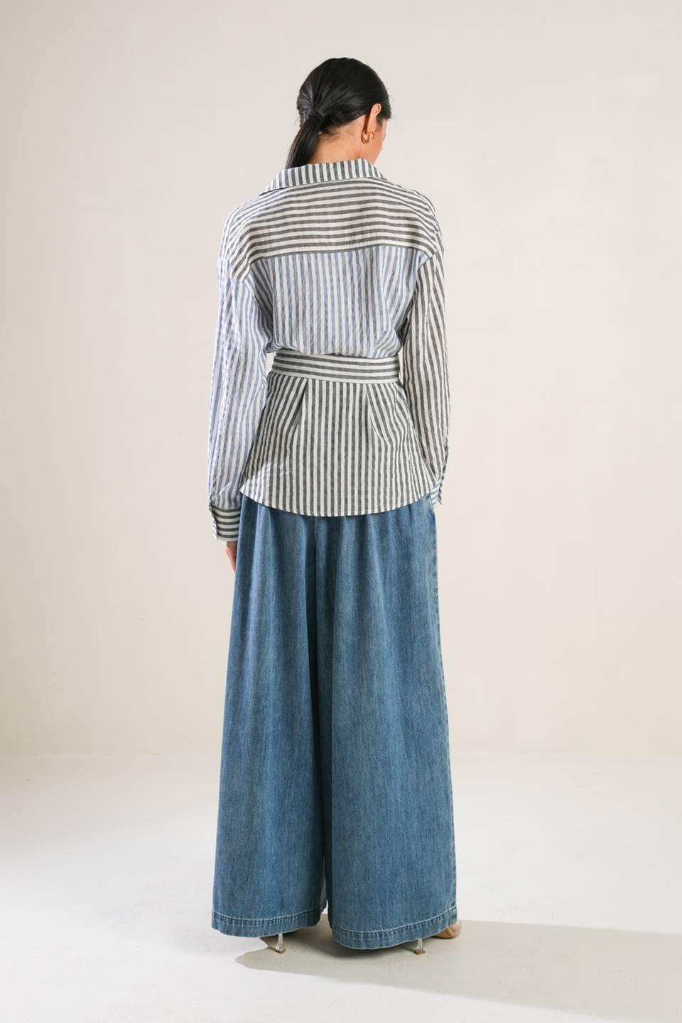 Rays of Hope Woven Top in navy black, view 6 — Soul Flow Apparel