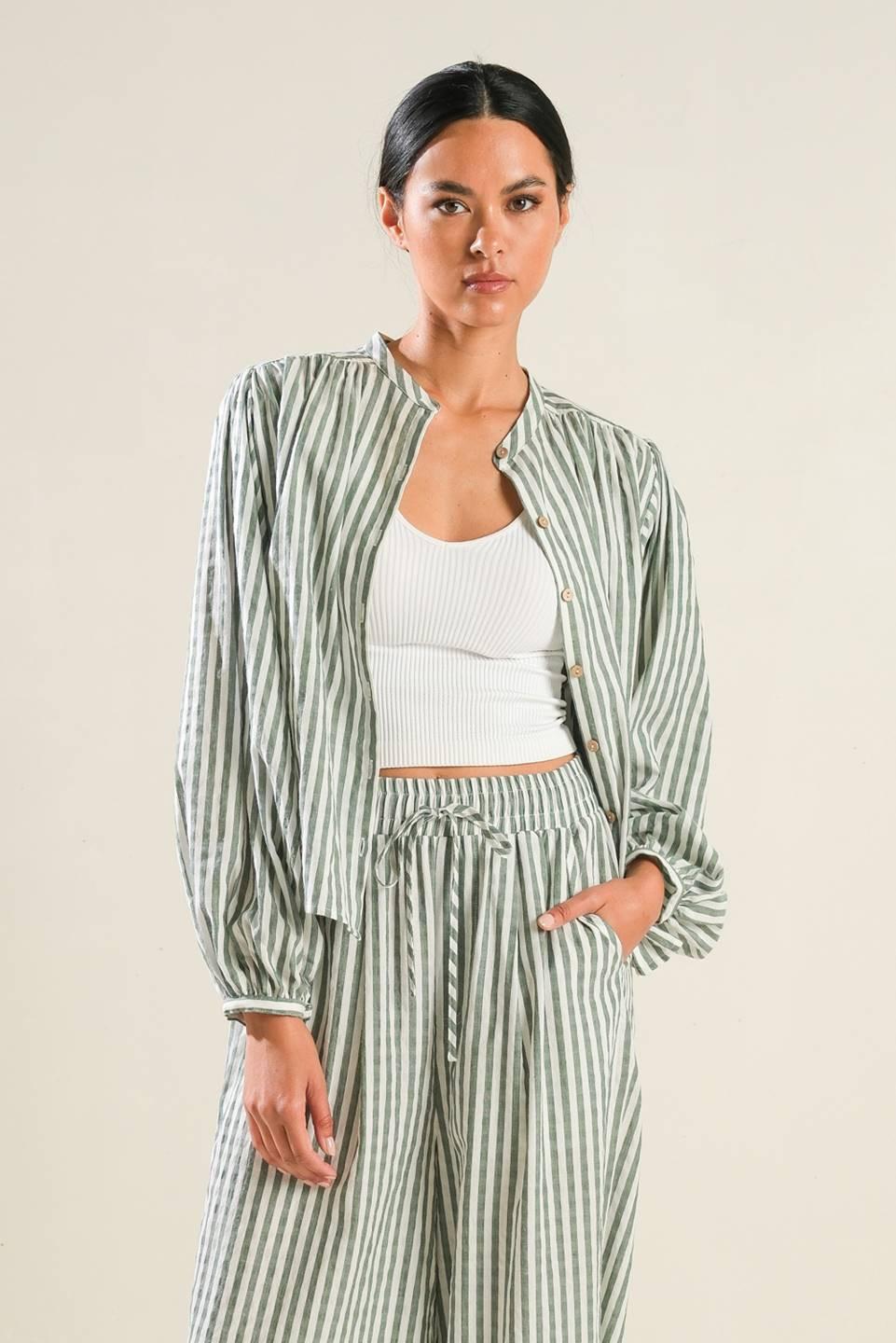 Made Me Realize Peasant Top in green, view 1 — Soul Flow Apparel