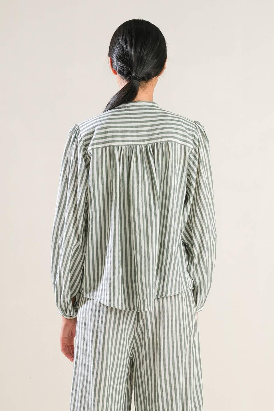Made Me Realize Peasant Top in green, view 2 — Soul Flow Apparel