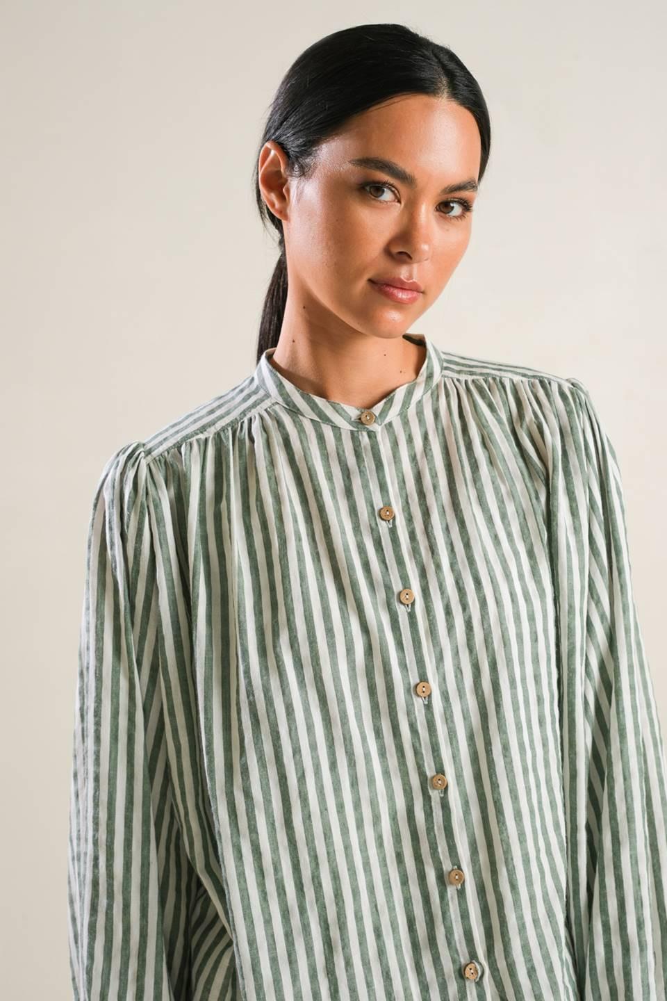 Made Me Realize Peasant Top in green, view 4 — Soul Flow Apparel