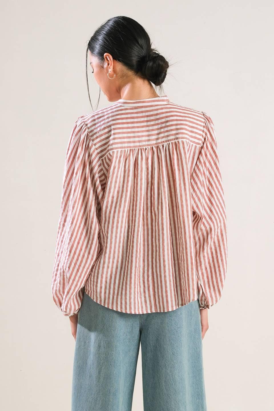 Made Me Realize Peasant Top in rust, view 2 — Soul Flow Apparel