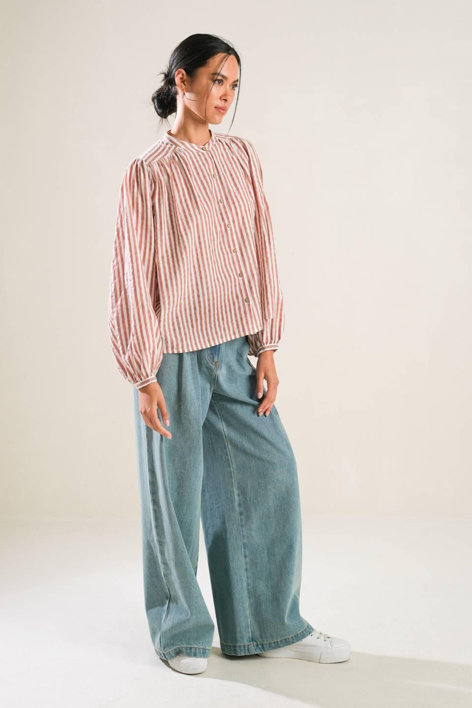 Made Me Realize Peasant Top in rust, view 3 — Soul Flow Apparel